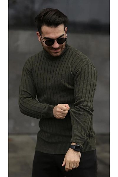 Daniel Lucci Χακί Ανδρικό Πλεκτό Πουλόβερ - Ζιβάγκο Ολόσωμο