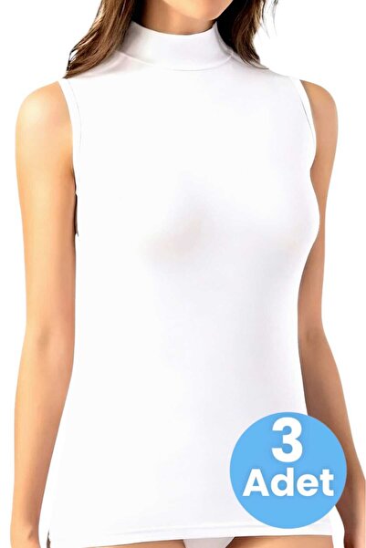 Tezzgelsin Cotton Turtleneck Zero Sleeve Women's Undershirt - Set of 3