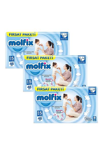 Molfix Opportunity Package Baby Diapers Junior Size 5 11-18 Kg 48 X 3 (total 144 Pieces)