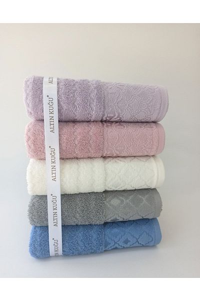 Özdilek Peonies Face Towel 5 Pieces - Cream Gray Blue Lilac Pink