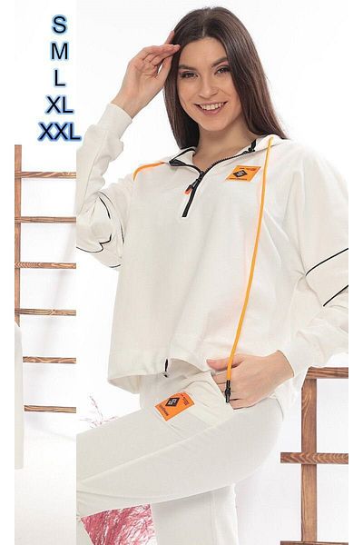 sportiness Women's Tracksuit Set - Half Zipper, Hooded, Slit, Wide Leg