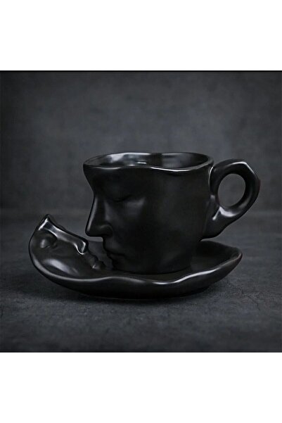 ARVALE Nordic Face Shaped Cup Set 2 Pieces for 1 Person 110 ml Black - Mug Coffee Cup Set