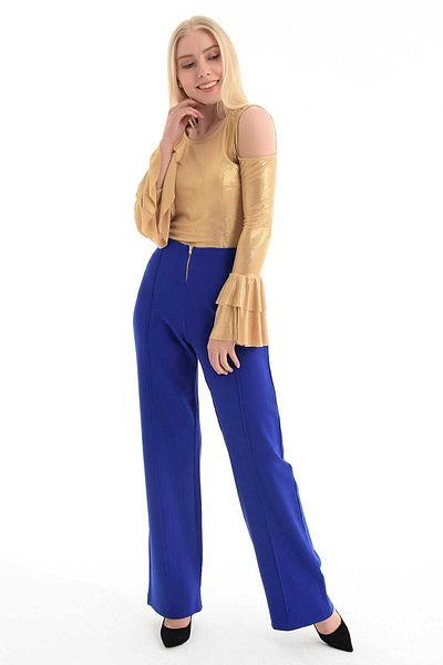 Sense Pantaloni Saks de damă cu fermoar în față și cusături cu fermoar Pnt31425