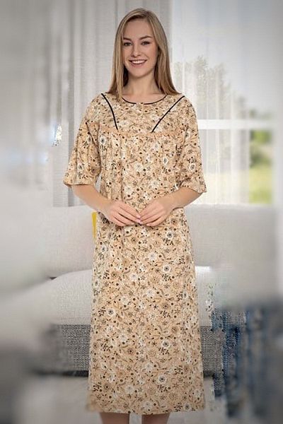 ATINÇ Short Sleeve Oversize Cotton Combed Mother's Nightgown