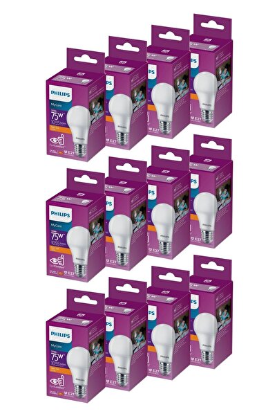 Philips Led 10-75w Ampul 2700k Sarı Işık 12li