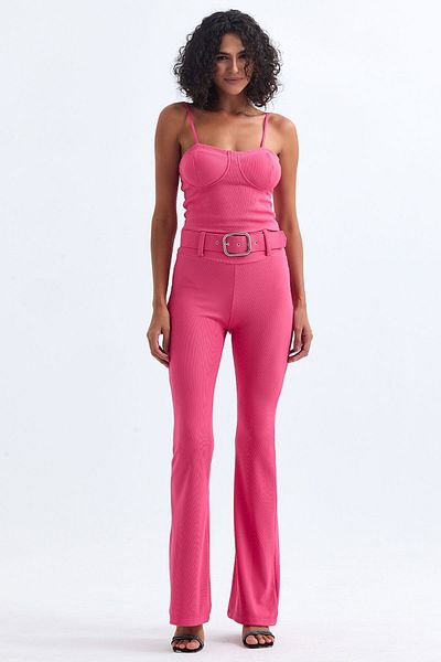 Sense Pink Ottoman Trousers - Belt Detail, Pnt34753