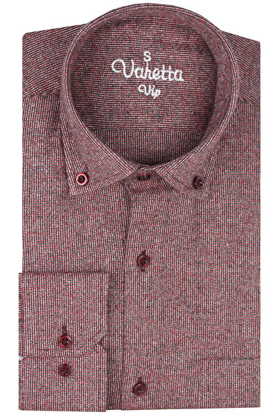 Varetta Claret Red Men's Winter Shirt - Plain Pocket, Wide Cut