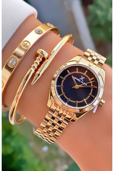Daniel Klein Gold Color Waterproof Women's Wristwatch - Bracelet