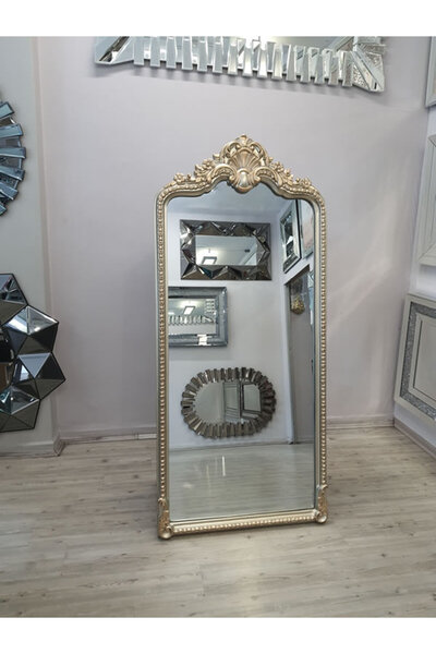 AYNA DENİZİ Princess Shiny Gold Model Platin Altın Renk Dekoratif Ayaklı Boy Aynası