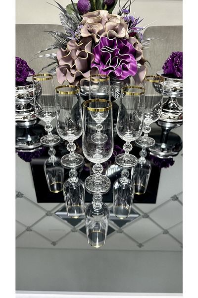 Bohemia Crystalex Gold Footed Coffee Side Water Glass 180 Ml