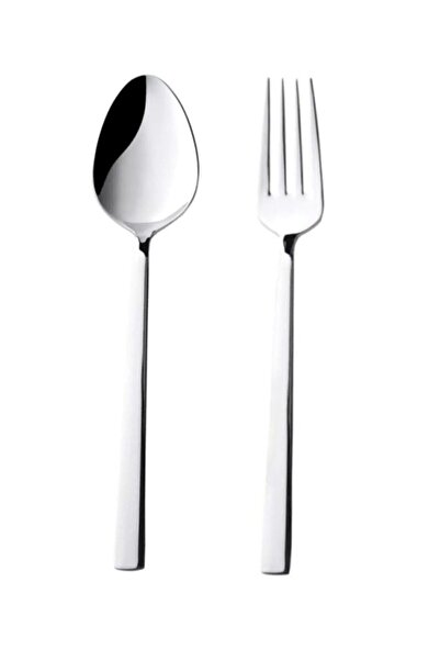 Gülçelik 12 قطعة 6 ملاعق طعام 6 قطع شوكة طعام مجموعة نموذج مسطح (الفولاذ المق...