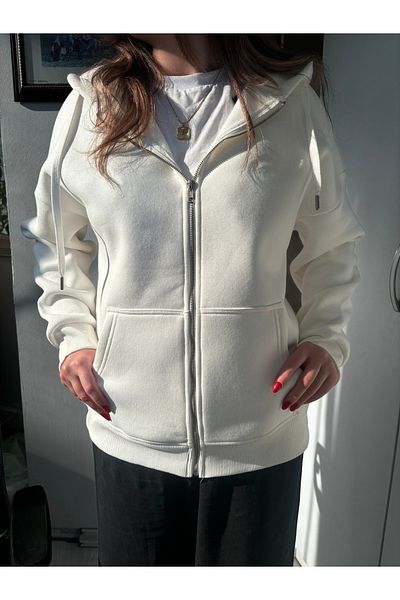 coho moda Metal Zipper Hooded Regular Fit Cardigan Sweatshirt - Soft and Embroidered