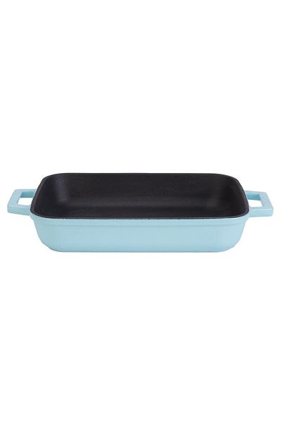 Lava Cast Rectangular Rosto and Oven Tray Cast Iron Solid Double Handle Size 22x30cm
