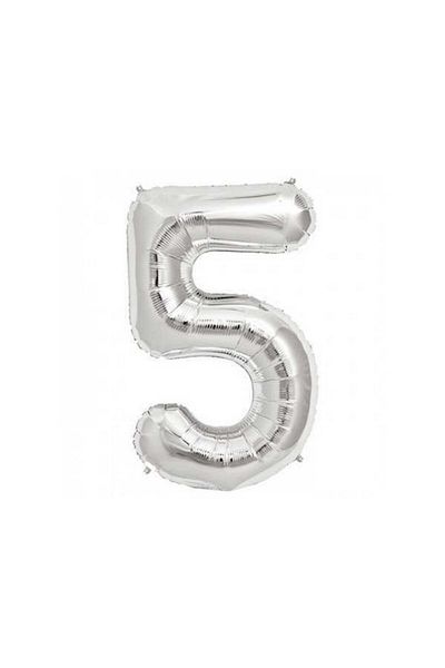 PiCare Foil Balloon Number 5 Silver 16 Inc(40cm) Pk:1 Ar1596g5