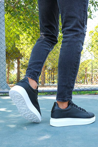 Riccon 3D Printed Men's Black Sneakers