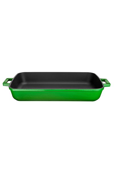 Lava Cast Rectangular Rosto and Oven Tray Cast Iron Solid Double Handle Size 26x40cm