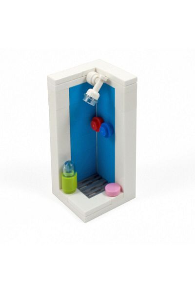 LEGO Minifigure City City Modular Building - Accessory Moc, Building Bathroom White Blue Shower