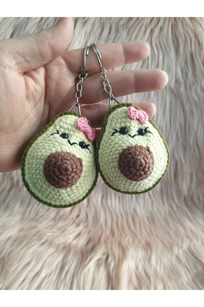 On marifet yün ve hobi dünyası Amigurumi Örgü Oyuncak Avokado Anahtarlık