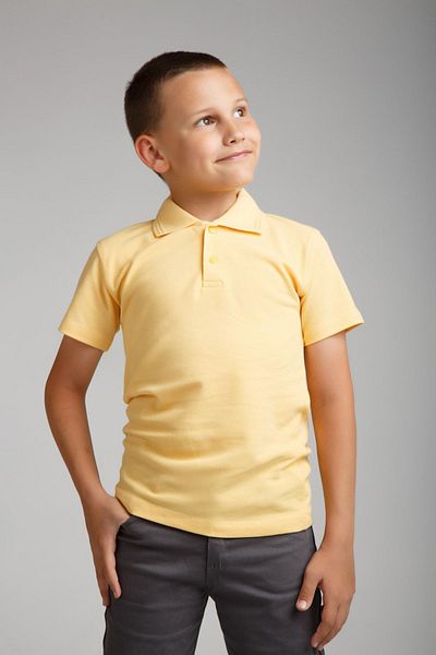 Dragora Combed Cotton Polo Neck Yellow School T-shirt