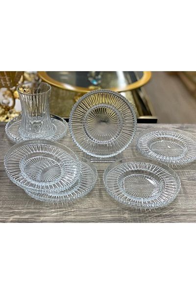 Riva Set of 6 Glass Tea Cups and Saucers Compatible with Elysia Cups