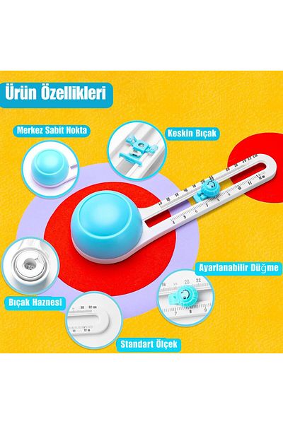 roco paper Adjustable Round Cutter, Circular Rotary Cutter for Paper Craft, Min 10-Max 32 cm