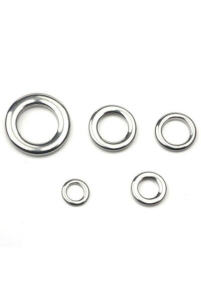 BraidM Stainless Steel 15 Pieces Size 8 - 11.6 Mm, 272.-kg Pulls, Solid Ring, Jig Assist, Closed Ring