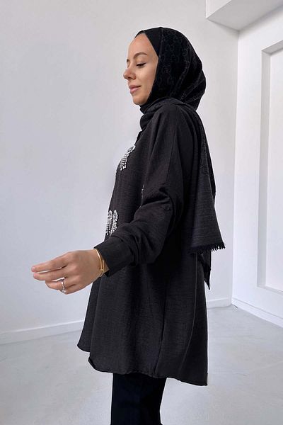 Ka Hijab Cămașă Hijab Capella Oversize Stone - Neagră
