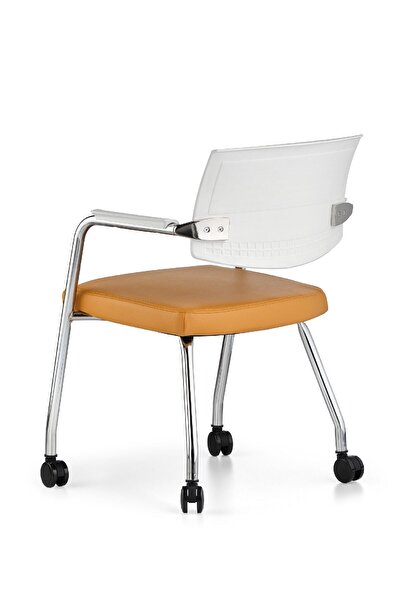 Bürotime Point 4 Tekerli Çalışma Koltuğu Hardal/beyaz