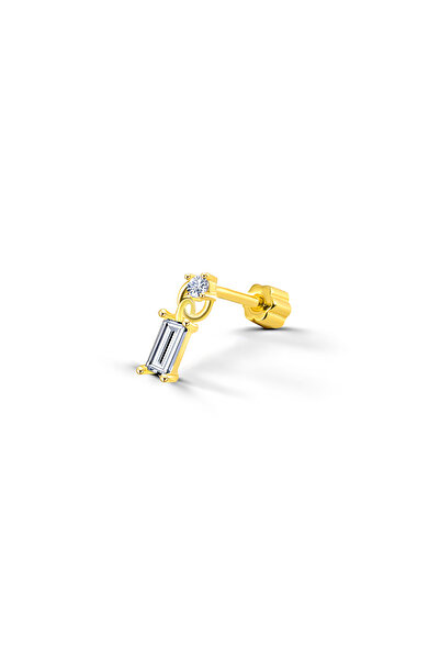 Leros Taşlı Gümüş Piercing