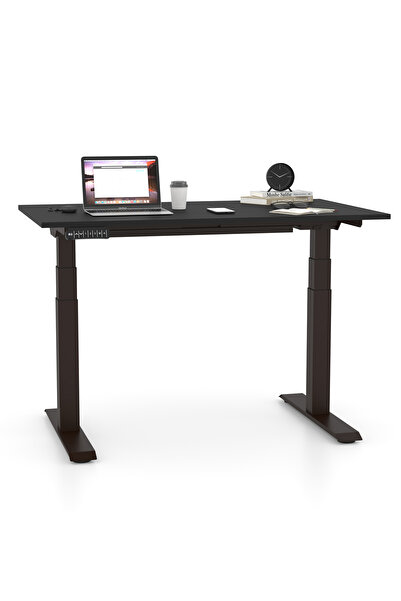 Bürotime Yükseklik ayarlı çalışma masası, siyah, siyah, 70x120cm