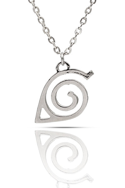 kolbi قلادة ناروتو كونوها رمز الرسوم المتحركة - لون فضي كلاسيكي مع سلسلة