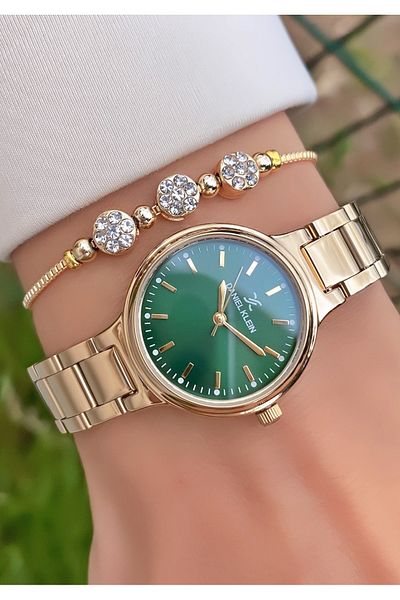 Daniel Klein Gold Color Waterproof Women's Wristwatch and Bracelet Gift