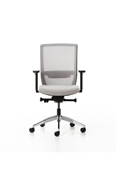Bürotime Bold Çalışma Koltuğu, Krom Ayak, Gri & Gri