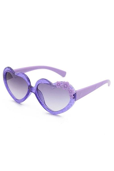 The Cloudish Shop Purple Girls' Glitter Sunglasses, Heart Shaped and Flowers