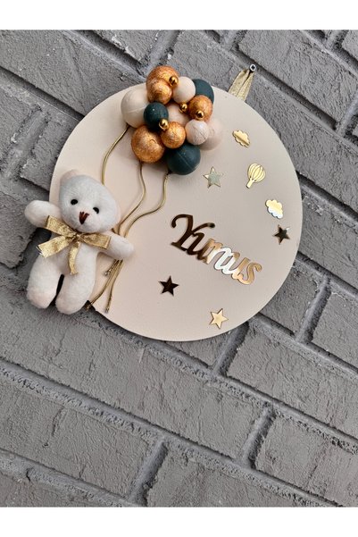 Neşeli Atölyem 26 cm Yuvarlak Bubble Ayıcıklı Bebek Kapı ve Duvar Süsü