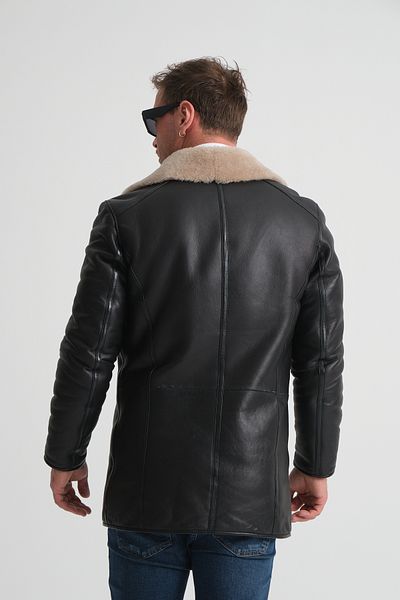By Marki Marki Genuine Leather Men's Coat - 90cm, Button Closure, Black, Winter Jacket, Premium Design