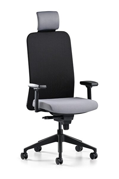 Bürotime Comfy Başlıklı Çalışma Koltuğu | 3d Kol | Plastik Ayak | Siyah/antrasit