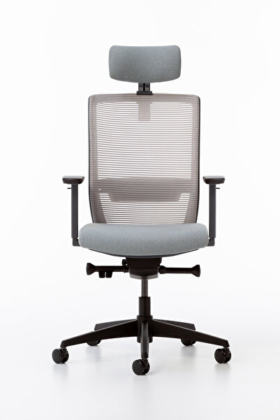 Bürotime Bold Çalışma Koltuğu, Plastik Ayak, Gri & Irmak