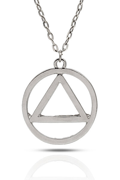 kolbi Yuvarlak İçinde Üçgen Eminem Kolye Rapçi HipHop Kolye - Gümüş Renk Klas...