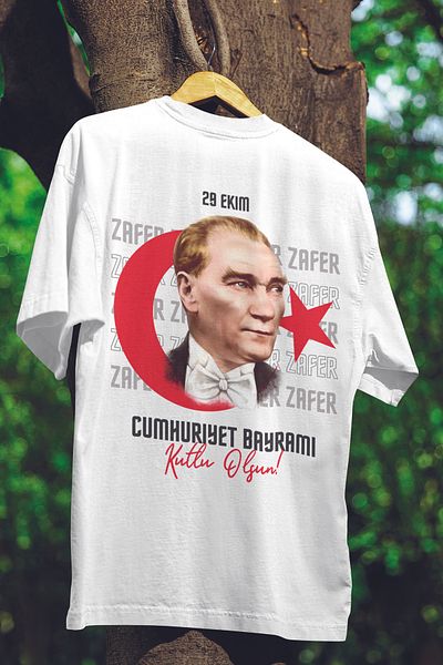 MYADA Tricou supradimensionat scris Ataturk și victoria - 29 octombrie 22546