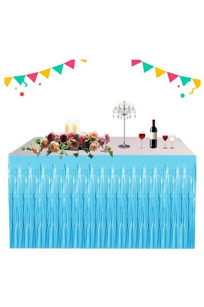 kidspartim 270x75 cm Ματ Μπλε Τραπέζι Φούντα