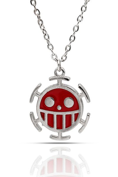kolbi One Piece Trafalgar Law Anime Luffy Bomb Necklace - with Red Silver Enamel Chain