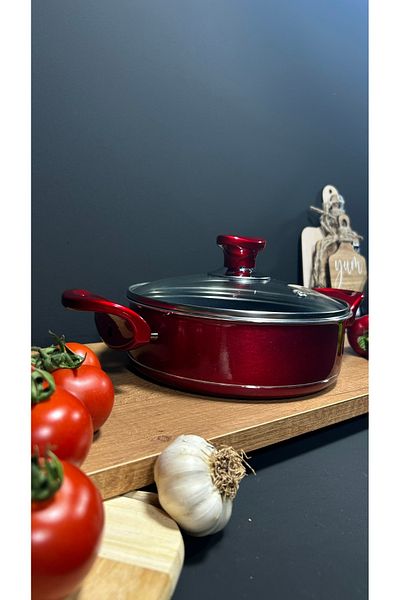 BENA LİFE Red Ceramic Basic Cookware Set
