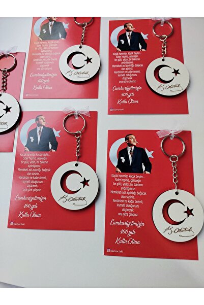 Lilamor 5 Pieces 29 October Republic Day Moon Star and Mustafa Kemal Atatürk Signed Keychain