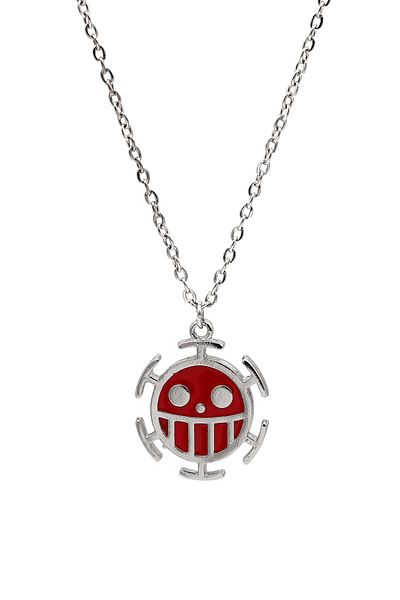 kolbi One Piece Trafalgar Law Anime Luffy Bomb Necklace - with Red Silver Enamel Chain