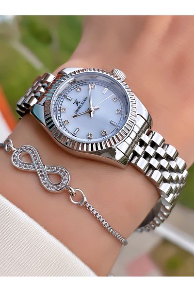 Daniel Klein Silver Color Waterproof Small Case Women's Wristwatch - Bracelet Gift