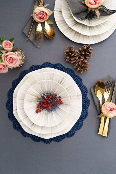 Güral Porselen Nesrin 24 Parça 6 Kişilik Bone Yemek Takımı