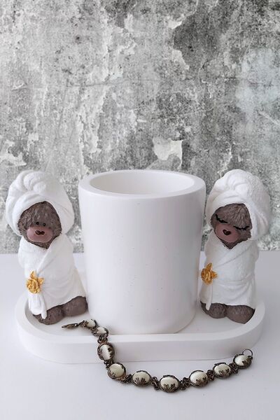 Arzu Ak Sevimli ayıcıklarla çok amaçlı dekoratif beyaz set