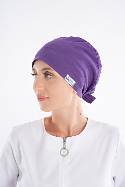 Nur Medikal Giyim Düz Mor Tesettür Doktor Hemşire Hastane Aşçı Cerrahi Bone