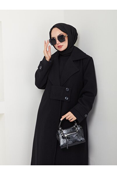 ELBİSHE Düğme Detaylı Oversize Bol Kalıp Kaşe Kaban Ck-1001